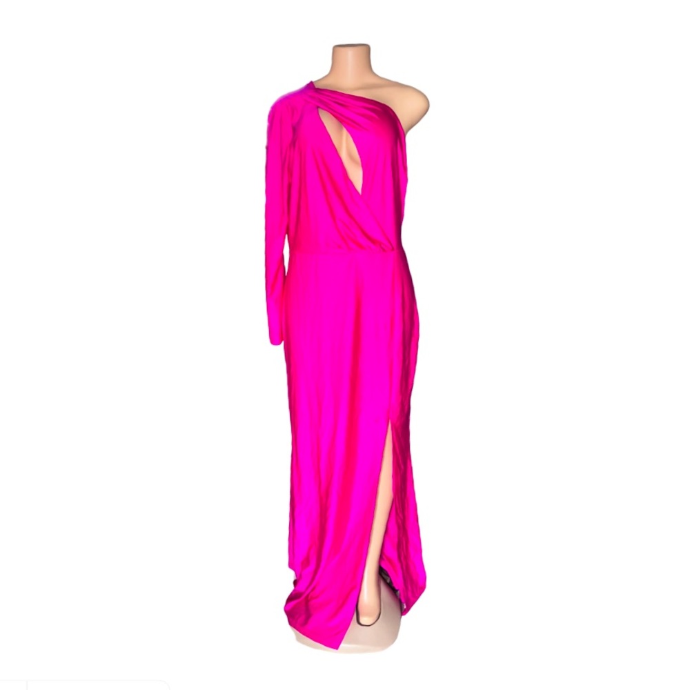 Fashion Nova Fuschia Pink Slit Front One Sleeve Dress size 1X